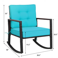Load image into Gallery viewer, Patio Rattan Rocker Outdoor Glider Rocking Chair Cushion Lawn-Turquoise