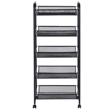 Load image into Gallery viewer, Black/Gray 5 Tier Storage Rack Trolley Cart-Black