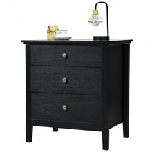 Load image into Gallery viewer, Nightstand Beside End Side Table Organizer with 3 Drawers-Black