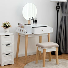 Load image into Gallery viewer, Wooden Makeup Dressing Mirror Table Set with Drawer
