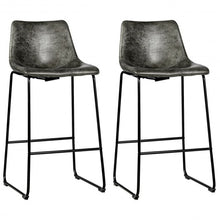 Load image into Gallery viewer, Set of 2 Bar Stool Faux Suede Upholstered Chair-Gray