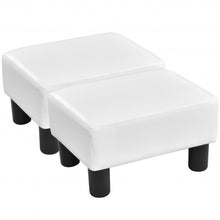 Load image into Gallery viewer, Small PU Leather Rectangular Seat Ottoman Footstool-White