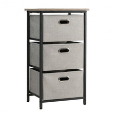 Load image into Gallery viewer, 3-Drawer Fabric Dresser Storage Tower Vertical Foldable Pull Bins-Black