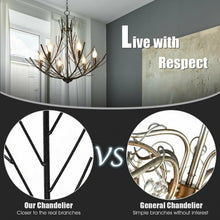 Load image into Gallery viewer, 6-Light Vintage Branch Chandelier Copper Ceiling Lamp