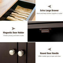 Load image into Gallery viewer, Kitchen Cart with Rubber Wood Top 3 Tier Wine Racks 2 Cabinets-Brown