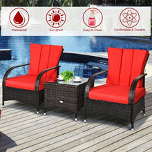 Load image into Gallery viewer, 3PCS Rattan Coffee Table Set Chair-Red