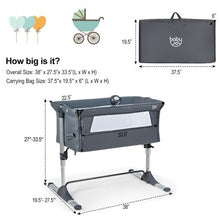 Load image into Gallery viewer, Height Adjustable Baby Side Crib with Music Box & Toys-Dark Gray