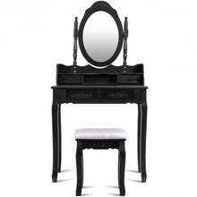 Load image into Gallery viewer, Vanity Table Set with Oval Mirror and 4 Drawers-Black