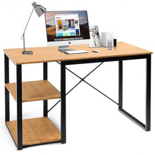 Load image into Gallery viewer, Computer Desk with Bamboo Top & 2 Storage Shelves-Natural Desk