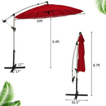 Load image into Gallery viewer, 10 Foot Patio Offset Umbrella Market Hanging Umbrella for Backyard Poolside Lawn Garden-Burgundy
