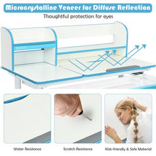Load image into Gallery viewer, Adjustable Height Study Desk with Drawer and Tilted Desktop for School and Home-Blue