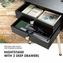 Load image into Gallery viewer, Mid Century Modern 2 Drawers Nightstand in Natural-Coffee