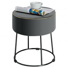 Load image into Gallery viewer, Velvet Round Footrest Ottoman with Metal Base and Non-Slip Foot Pads-Gray