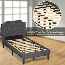 Load image into Gallery viewer, Linen Twin Upholstered Platform Bed with Frame Headboard Mattress Foundation