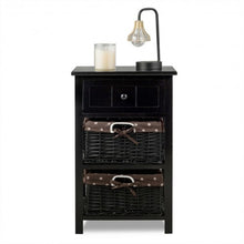 Load image into Gallery viewer, 3 Layer 1 Drawer Nightstand End Table with 2 Baskets-Black