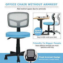 Load image into Gallery viewer, Armless Computer Chair w/Height Adjustment & Breathable Mesh- Home Office-Blue