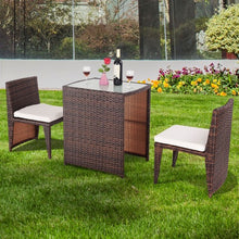 Load image into Gallery viewer, 3 pcs Cushioned Outdoor Wicker Patio Set