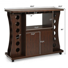 Load image into Gallery viewer, Rolling Buffet Sideboard Wooden Bar Storage Cabinet-Walnut