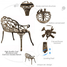 Load image into Gallery viewer, Aluminum Patio Outdoor Garden Bench Chair Loveseat Cast-Bronze