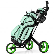 Load image into Gallery viewer, Folding 3 Wheels Golf Push Cart with Brake Scoreboard Adjustable Handle-Green