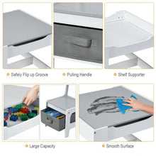 Load image into Gallery viewer, Kids Table Chairs Set With Storage Boxes Blackboard Whiteboard Drawing-White