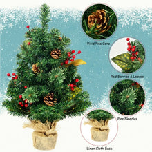 Load image into Gallery viewer, 2Ft Tabletop Pine Artificial Christmas Tree in Burlap Base