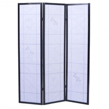 Load image into Gallery viewer, 3 Panels Printing Flower Solid Wood Room Screen-Black