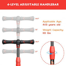 Load image into Gallery viewer, Adjustable Height Folding Aluminum Kids Kick Scooter-Red