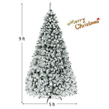 Load image into Gallery viewer, Pre-Lit Premium Snow Flocked Hinged Artificial Christmas Tree-9'