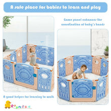 Load image into Gallery viewer, 14-Panel Foldable Playpen Kids Activity Center with Lockable Door