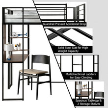 Load image into Gallery viewer, Twin Size Space-Saving Metal Loft Bunk Bed