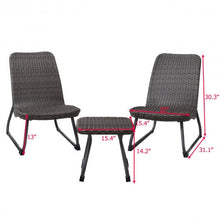 Load image into Gallery viewer, 3 pcs Outdoor All Weather Rattan Conversation Chair & Table Set