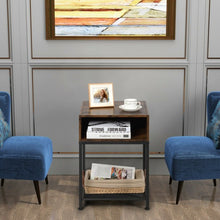 Load image into Gallery viewer, Industrial Nightstand End Side Table with Mesh Shelf