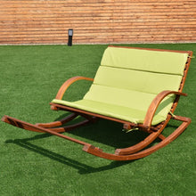 Load image into Gallery viewer, Outdoor 2 Persons Rocking Wooden Lounge Chair with Cushion