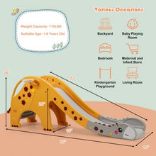 Load image into Gallery viewer, 3 in 1 Kids Climber Slide Play Set with Basketball Hoop-Yellow