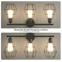 Load image into Gallery viewer, 3-Light Industrial Bathroom Vanity Cage Light Vintage Wall Lamp
