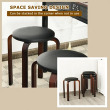 Load image into Gallery viewer, Set of 4 Bentwood Round Stool Stackable Dining Chair with Padded Seat -Black