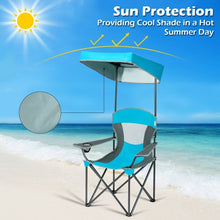Load image into Gallery viewer, Portable Folding Camping Canopy Chair with Cup Holder Cooler -Blue