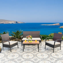 Load image into Gallery viewer, 4Pcs Patio Rattan Outdoor Conversation Set with Cushions
