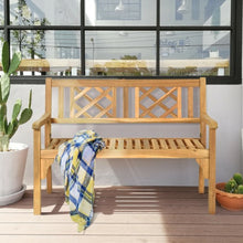 Load image into Gallery viewer, Patio Foldable Bench with Curved Backrest and Armrest
