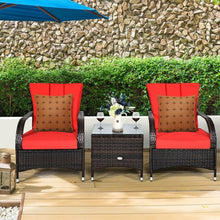 Load image into Gallery viewer, 3PCS Rattan Coffee Table Set Chair-Red