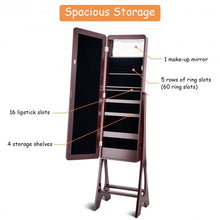 Load image into Gallery viewer, Standing Armoire Organizer Jewelry Cabinet w/ LED -Brown