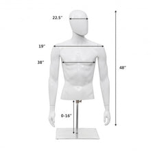 Load image into Gallery viewer, Plastic Half Body Head Turn Male Mannequin with Base