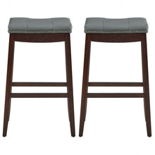 Load image into Gallery viewer, 29�Set of 2 Nailhead Saddle Bar Stools -Coffee