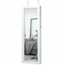 Load image into Gallery viewer, Lockable Wall Mount Mirrored Jewelry Cabinet with LED Lights-White