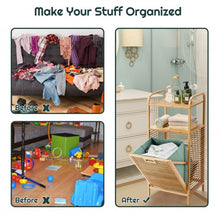 Load image into Gallery viewer, Tilt out Bamboo Shelf Slat Frame Storage Laundry Hamper