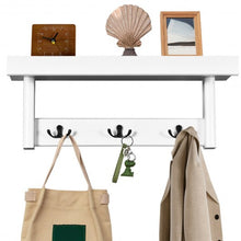 Load image into Gallery viewer, Entryway Hanging Wood Coat Rack with 3 Double Hooks-White