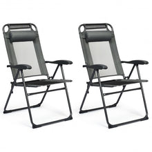 Load image into Gallery viewer, 2 PCS Patio Adjustable Folding Recliner Chairs-Gray