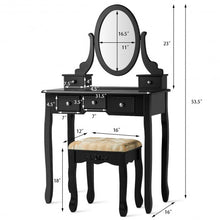 Load image into Gallery viewer, Vanity Make Up Table Set Dressing Table Set with 5 Drawers-Black