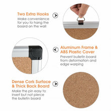 Load image into Gallery viewer, 24" x 36" Aluminum Framed Cork Board Bulletin Board with 12 Pins-1 Pack